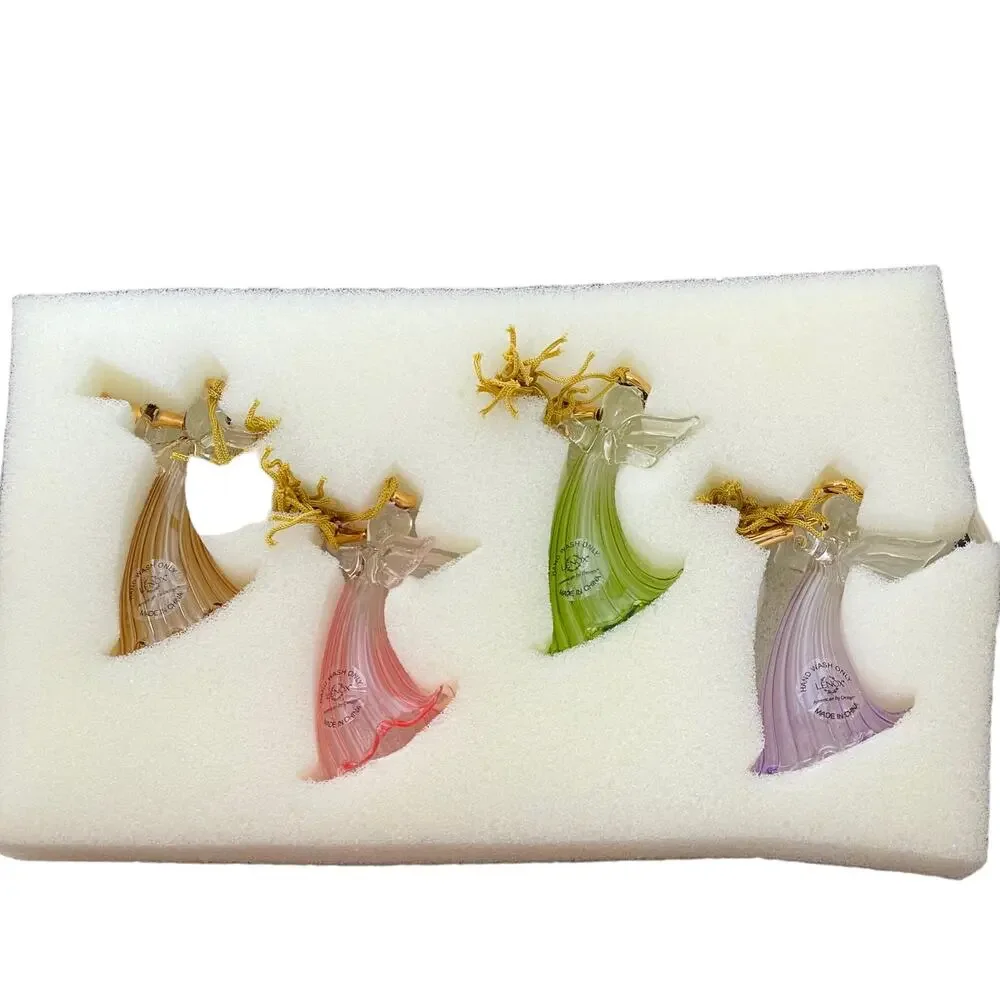 Lenox Glass Angel Ornaments Wishes of Peace Christmas 3.25” Set of 4 in Box READ